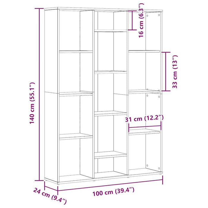Separator cameră/Bibliotecă, Stejar artizanal 100x24x140 cm PAL - WALTI WALTI