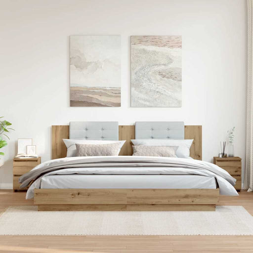 Noptiere, 2 buc., stejar artizanal, 30x30x40 cm, lemn prelucrat - WALTI WALTI
