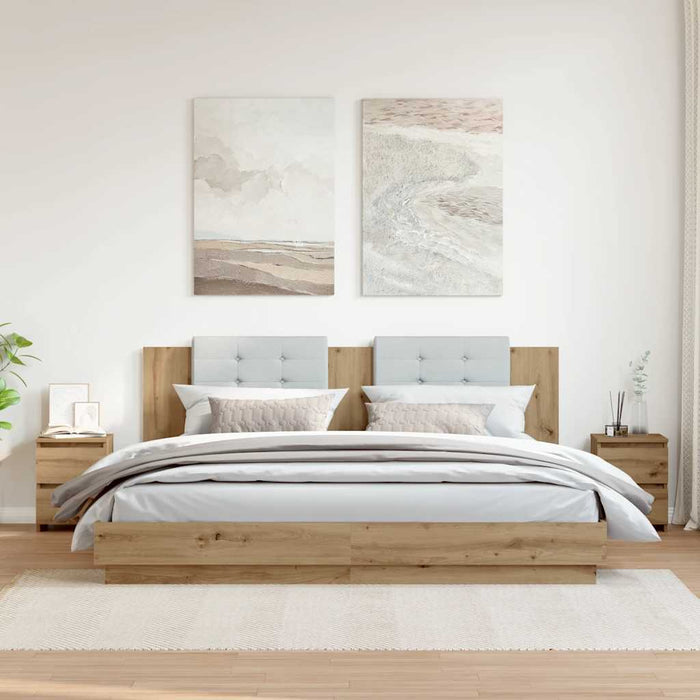 Noptiere, 2 buc., stejar artizanal, 30x30x40 cm, lemn prelucrat - WALTI WALTI