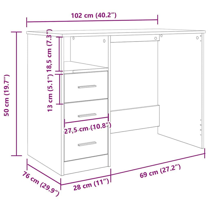 Birou, lemn vechi, 102x76x50 cm, lemn prelucrat - WALTI WALTI