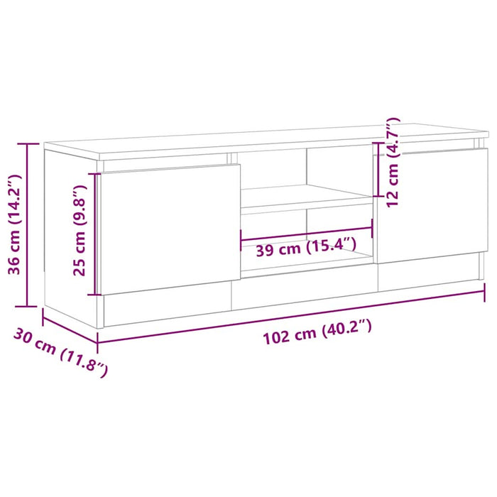 Dulap TV, stejar artizanal, 102x30x36 cm, lemn prelucrat - WALTI WALTI