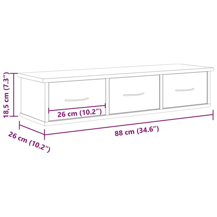 Dulap de perete, stejar artizanal, 88x26x18,5cm, lemn prelucrat - WALTI WALTI