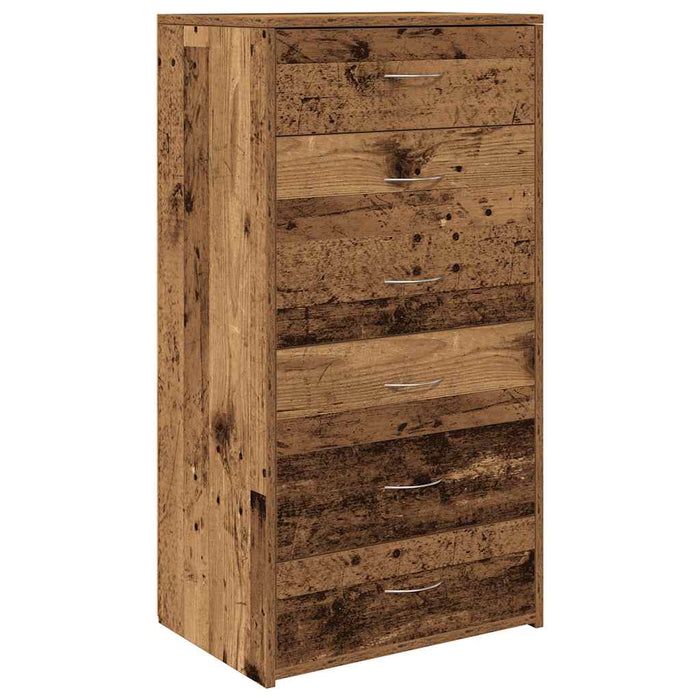 Servantă cu 6 sertare, Lemn vechi, 50 x 34 x 96 cm, PAL - WALTI WALTI