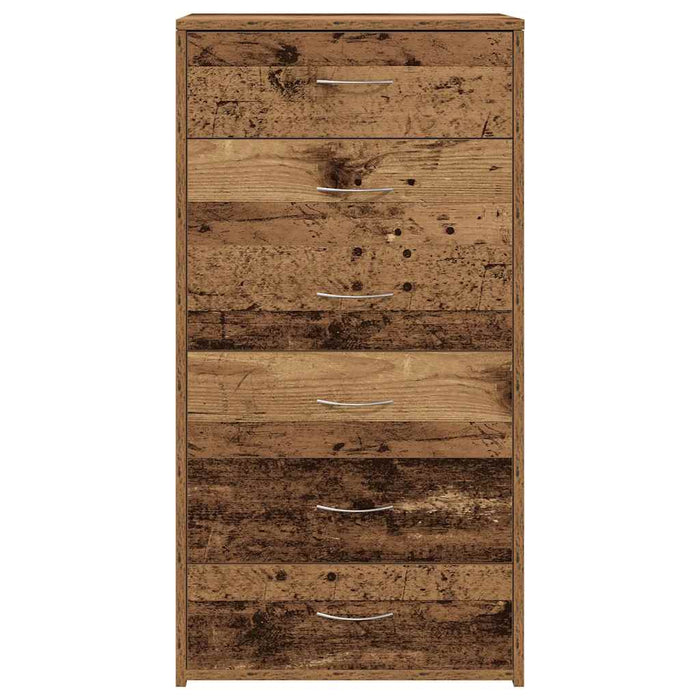 Servantă cu 6 sertare, Lemn vechi, 50 x 34 x 96 cm, PAL - WALTI WALTI