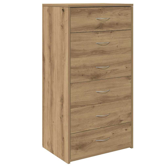 Servantă cu 6 sertare, Stejar artizanal, 50 x 34 x 96 cm, PAL - WALTI WALTI