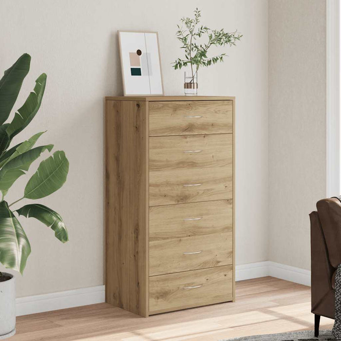 Servantă cu 6 sertare, Stejar artizanal, 50 x 34 x 96 cm, PAL - WALTI WALTI