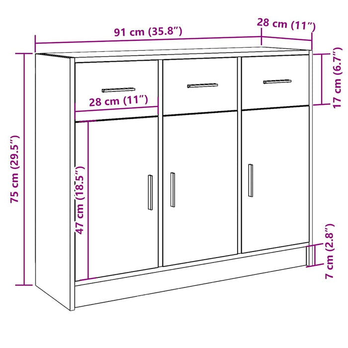 Dulap, stejar artizanal, 91x28x75 cm, lemn prelucrat - WALTI WALTI