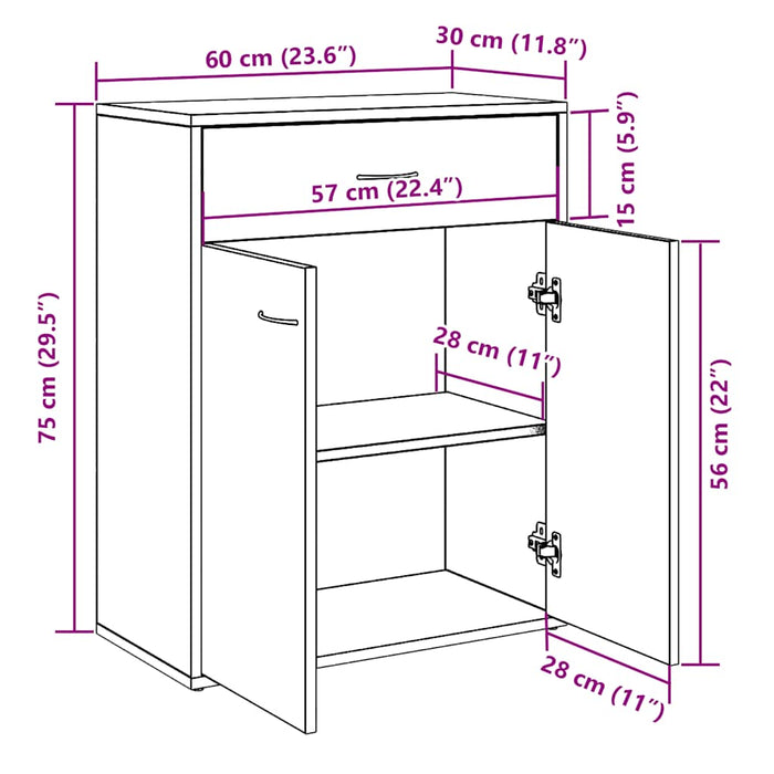 Dulap, stejar artizanal, 60x30x75 cm, lemn prelucrat - WALTI WALTI
