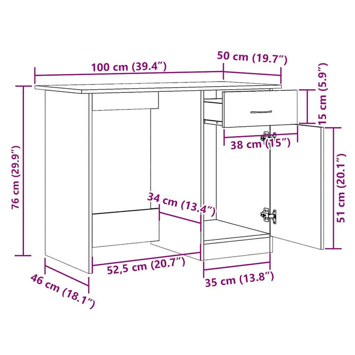 Birou, lemn vechi, 100x50x76 cm, lemn prelucrat - WALTI WALTI