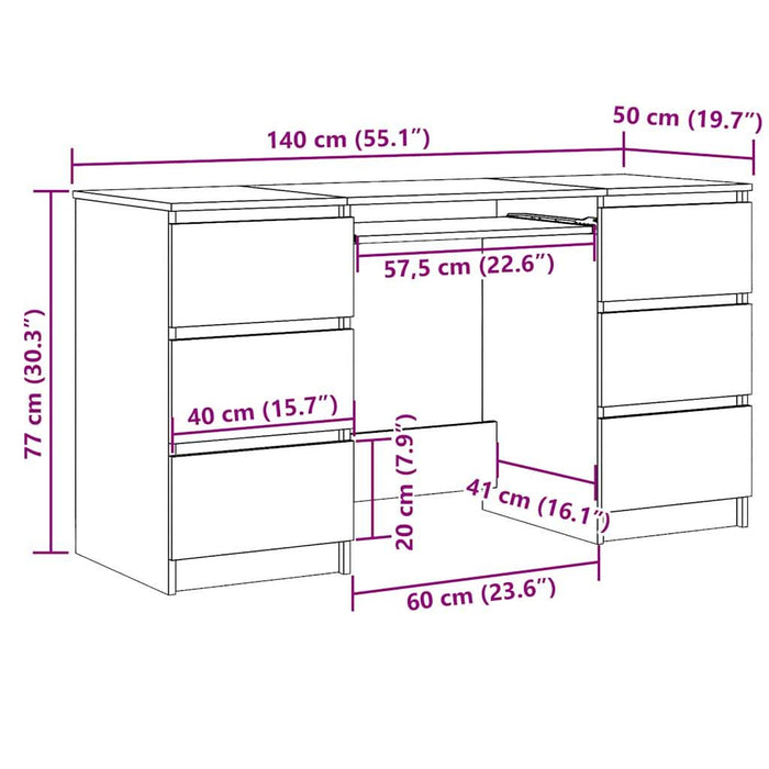 Birou de scris, stejar artizanal, 140x50x77 cm, lemn prelucrat - WALTI WALTI
