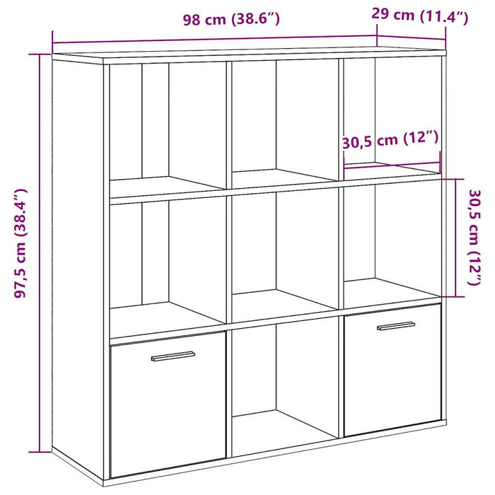 Bibliotecă, stejar artizanal, 98x29x97,5 cm, lemn prelucrat - WALTI WALTI