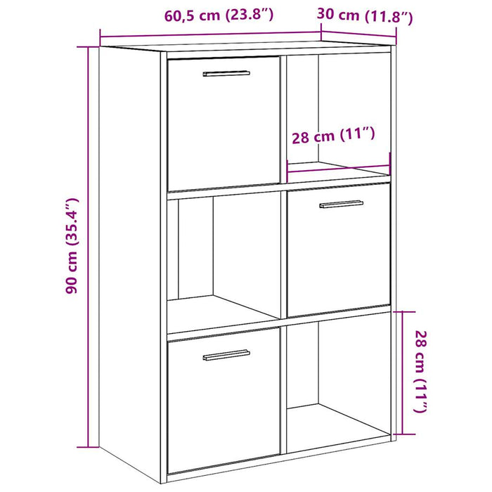 Bibliotecă, stejar artizanal, 60,5x30x90 cm, lemn prelucrat - WALTI WALTI