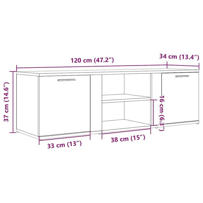Dulap TV Stejar artizanal 120x34x37 cm Lemn prelucrat - WALTI WALTI
