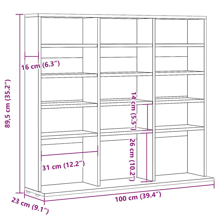 Dulap CD-uri, lemn vechi, 100x23x89,5 cm, lemn prelucrat WALTI