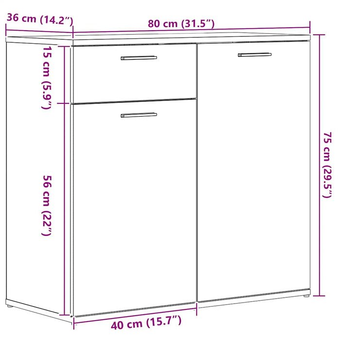 Dulap, stejar artizanal, 80x36x75 cm, lemn prelucrat - WALTI WALTI