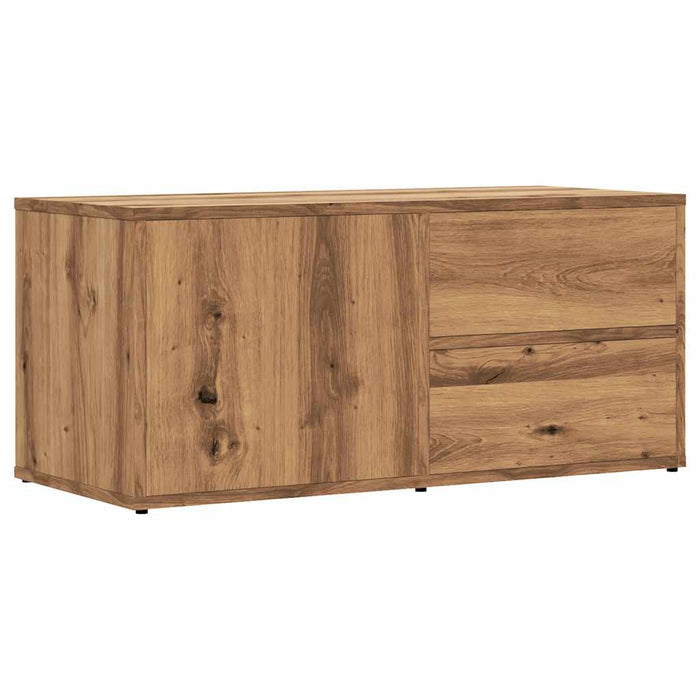 Comodă TV, stejar artizanal, 80x34x35,5 cm, lemn prelucrat - WALTI WALTI