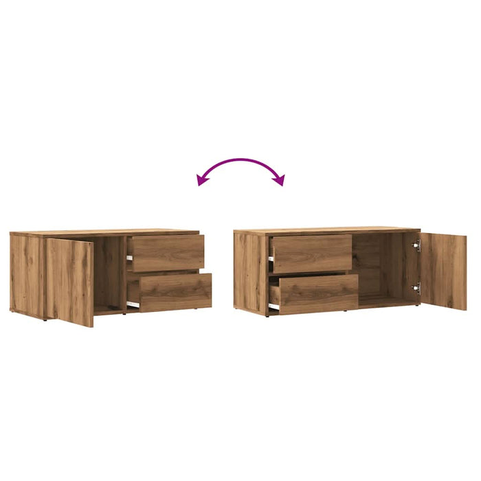 Comodă TV, stejar artizanal, 80x34x35,5 cm, lemn prelucrat - WALTI WALTI