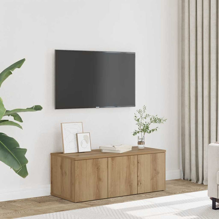 Dulap TV, stejar artizanal, 80x34x30 cm, lemn prelucrat - WALTI WALTI