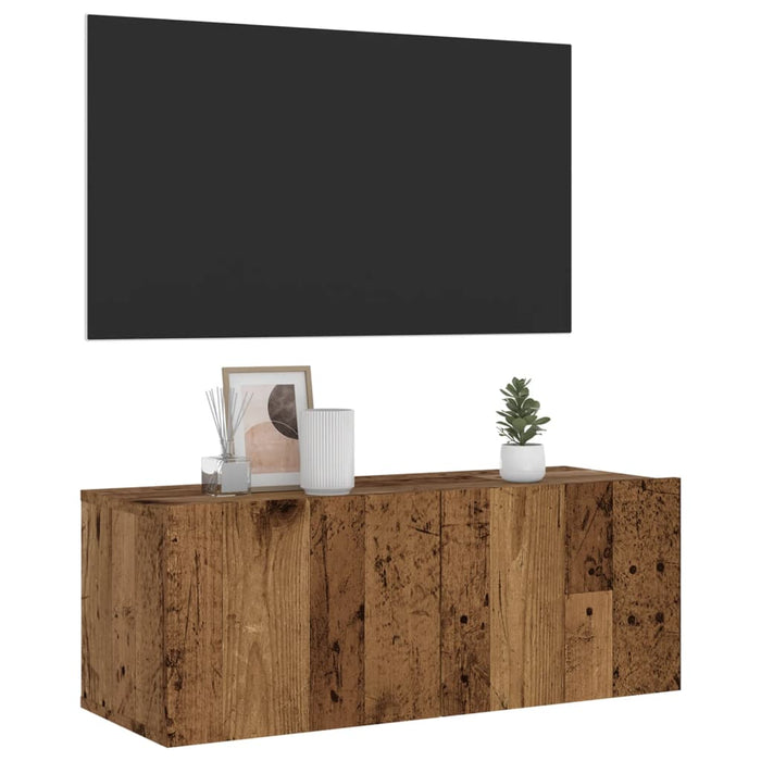 Dulap TV de perete, lemn vechi, 80x30x30 cm, lemn prelucrat - WALTI WALTI