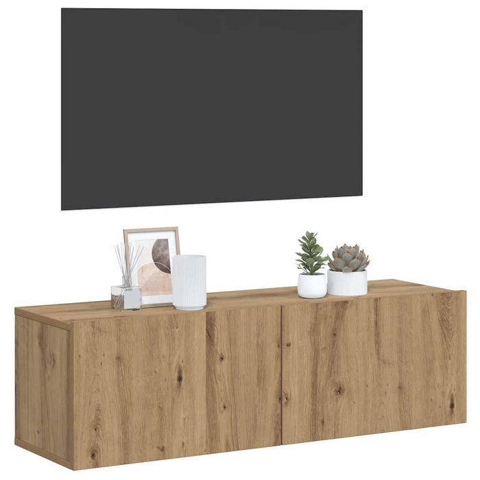 Dulap TV perete, stejar artizanal, 80x30x30 cm, lemn prelucrat - WALTI WALTI