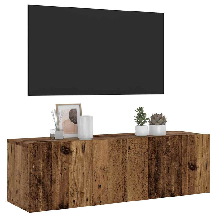 Dulap TV de perete, lemn vechi, 100x30x30 cm, lemn prelucrat - WALTI WALTI
