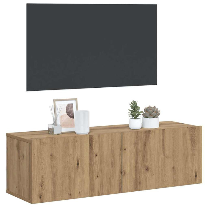 Dulap TV perete, stejar artizanal, 100x30x30 cm, lemn prelucrat - WALTI WALTI