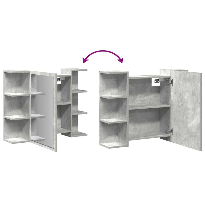 Dulap de baie cu oglindă, gri beton, 80 x 20,5 x 64 cm, PAL - WALTI WALTI