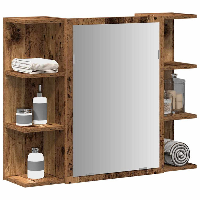 Dulap cu oglindă de baie lemn vechi 80x20,5x64 cm lemn de lemn - WALTI WALTI