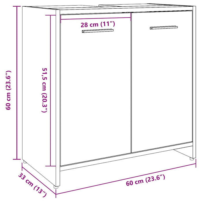 Dulap pentru chiuvetă baie lemn vechi 60x33x60cm lemn prelucrat - WALTI WALTI