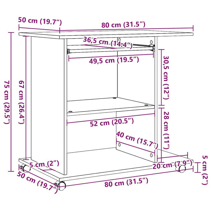 Birou pentru computer lemn vechi 80x50x75 cm din lemn prelucrat - WALTI WALTI