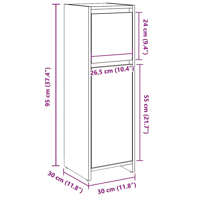 Dulap de baie, gri beton, 30 x 30 x 95 cm, PAL WALTI