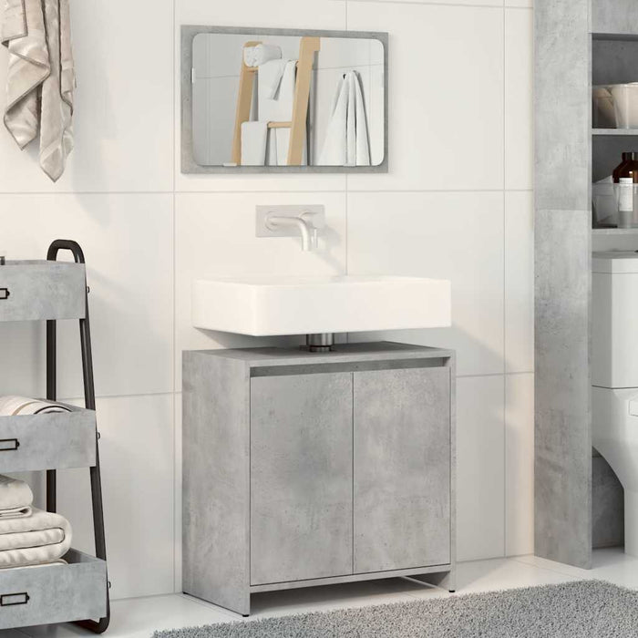 Set mobilier de baie, 2 piese, gri beton, lemn compozit - WALTI WALTI