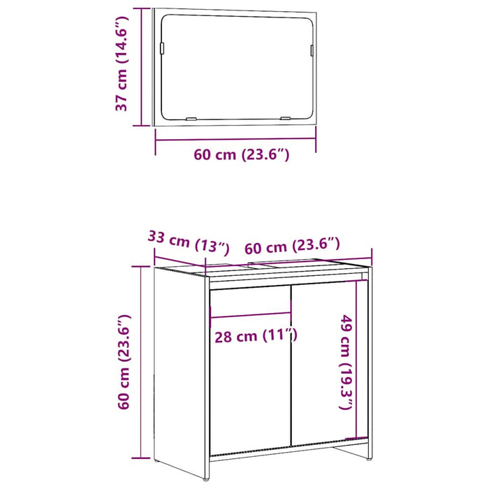 Set mobilier de baie, 2 piese, gri beton, lemn compozit - WALTI WALTI