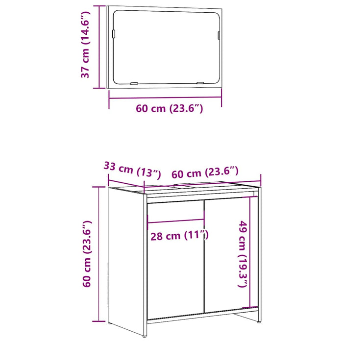 Set mobilier de baie, 2 piese, lemn vechi, lemn prelucrat WALTI