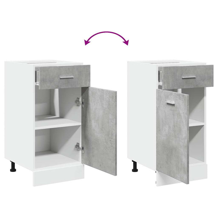 Dulap inferior cu sertar “Lyon”, gri beton, 40 x 46 x 81,5 cm - WALTI WALTI