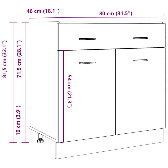 Dulap inferior cu sertar lemn vechi 80x46x81,5cm lemn prelucrat WALTI