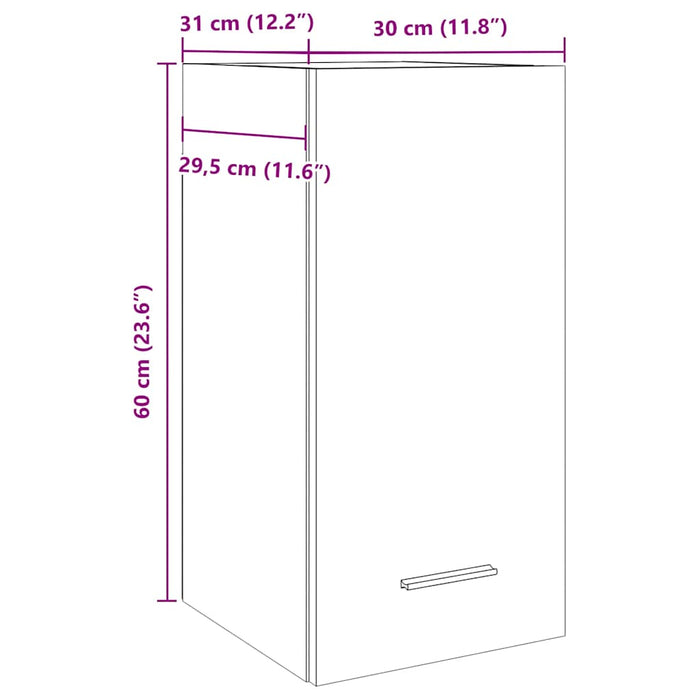 Dulap suspendat, gri beton, 30x31x60 cm, PAL WALTI