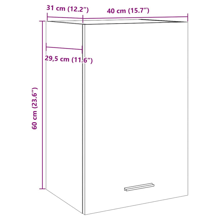 Dulap suspendat, lemn vechi, 40x31x60 cm, lemn prelucrat WALTI