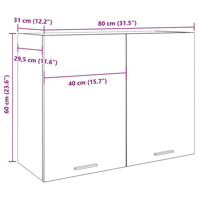 Dulap suspendat, gri beton, 80 x 31 x 60 cm, PAL WALTI