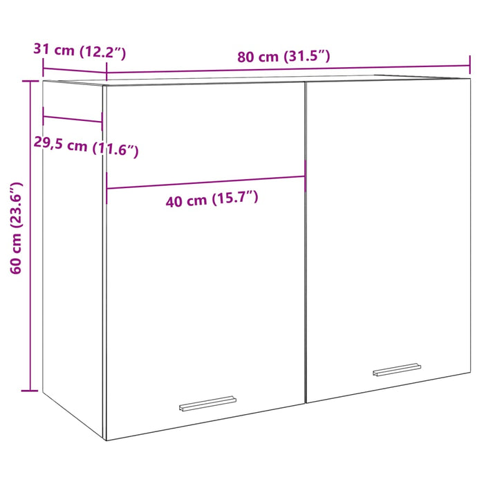 Dulap suspendat, lemn vechi, 80x31x60 cm, lemn prelucrat WALTI