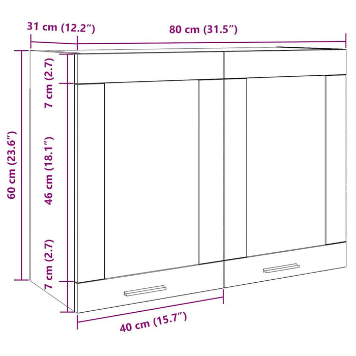 Dulap suspendat din sticlă gri beton 80x31x60 cm WALTI