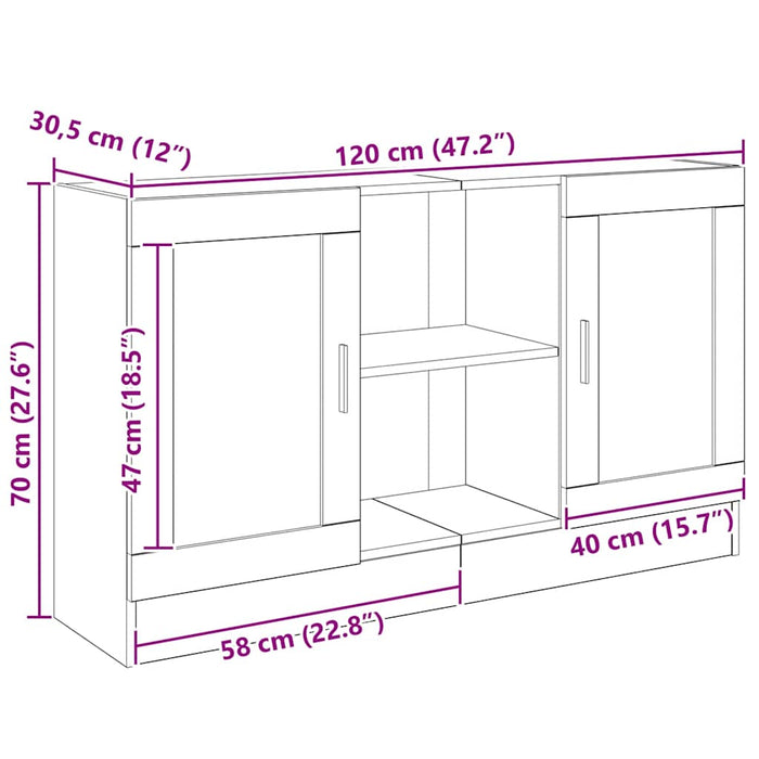 Servantă, stejar artizanal, 120x30,5x70 cm, lemn prelucrat - WALTI WALTI