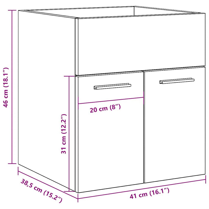 Dulap de chiuvetă baie, gri beton 41x38,5x46 cm lemn prelucrat WALTI