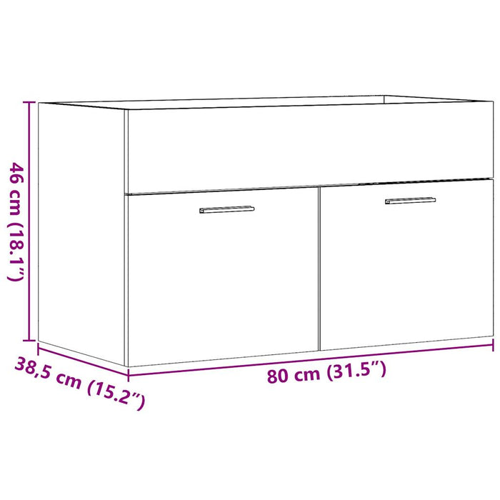 Dulap chiuvetă baie, lemn vechi, 80x38,5x46 cm, lemn prelucrat WALTI