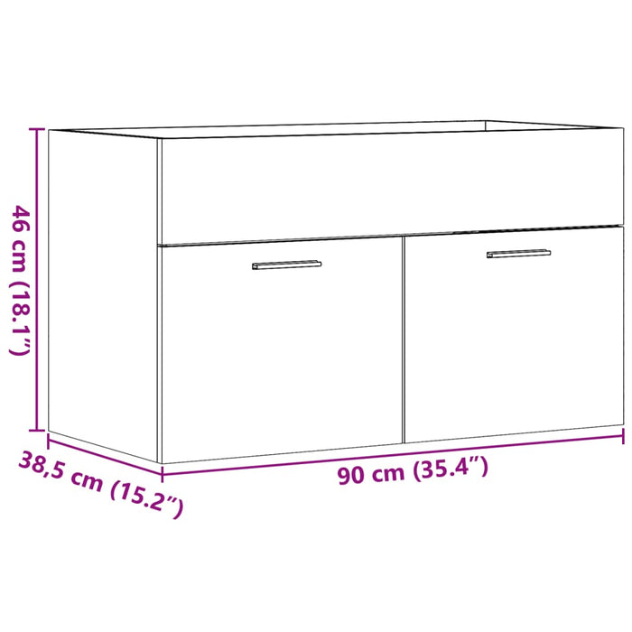 Dulap chiuvetă baie, stejar sonoma 90x38,5x46 cm lemn prelucrat WALTI