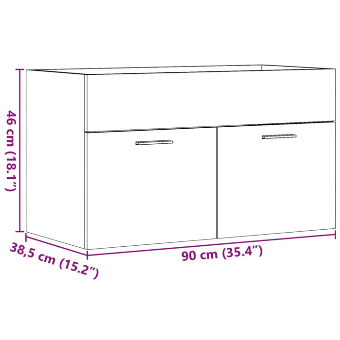 Dulap de chiuvetă baie gri beton, 90x38,5x46 cm, lemn prelucrat WALTI