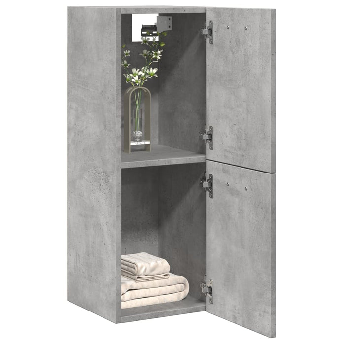 Dulap suspendat de baie, gri beton, 30x30x80 cm, lemn prelucrat WALTI