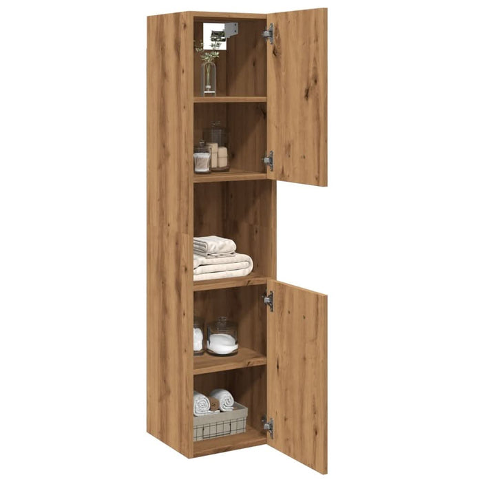 Dulap suspendat de baie, stejar artizanal, 30x30x130 cm, lemn - WALTI WALTI