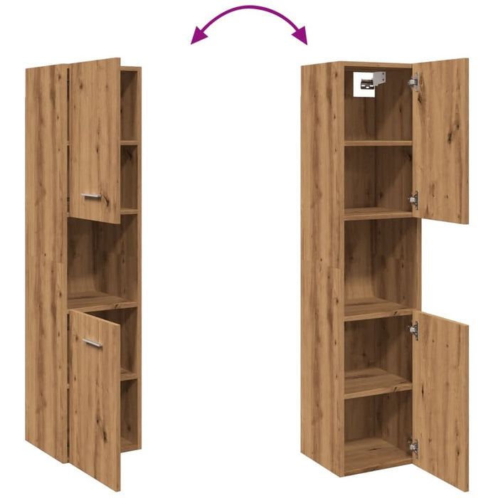 Dulap suspendat de baie, stejar artizanal, 30x30x130 cm, lemn - WALTI WALTI