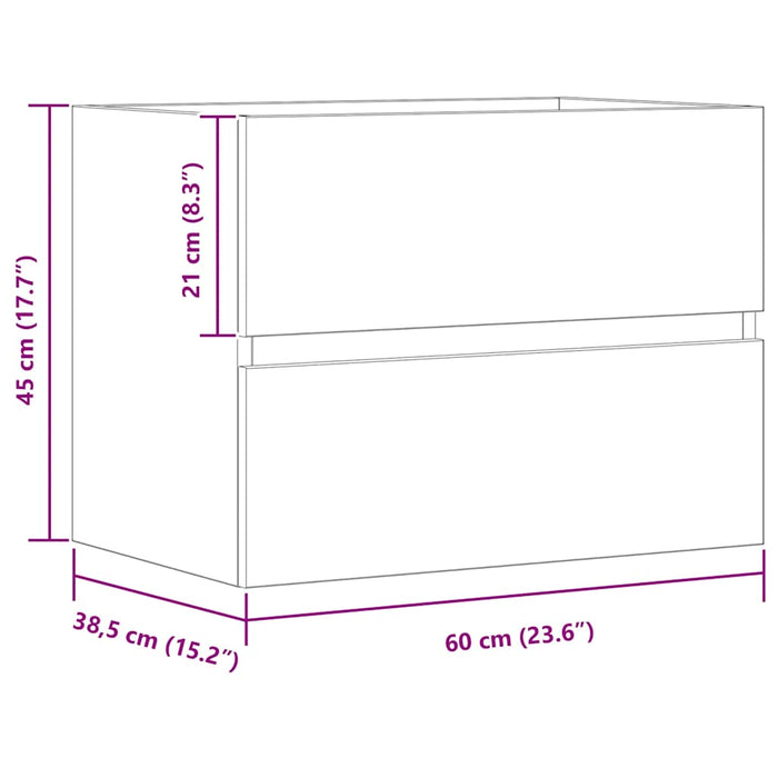 Dulap pentru baie stejar artizanal 60x38,5x45 cm lemn prelucrat - WALTI WALTI